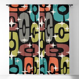 Mid Century Modern Cosmic Abstract 358 Green Brown Turquoise Gray Orange and Black Blackout Curtain