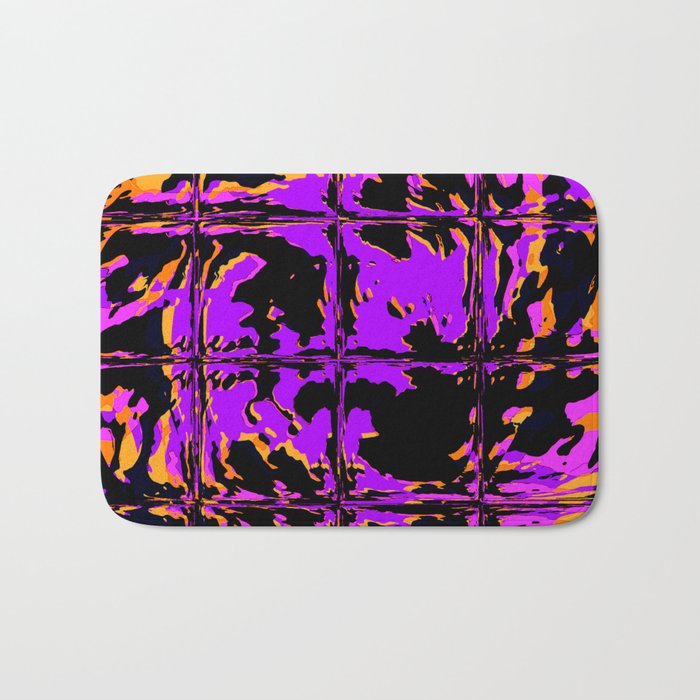 Spooky Purple Blackout Rave Glitch Tiles Bath Mat