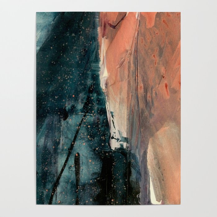 Same Stars [2] - an abstract mixed media piece in blues, pinks, and black Poster