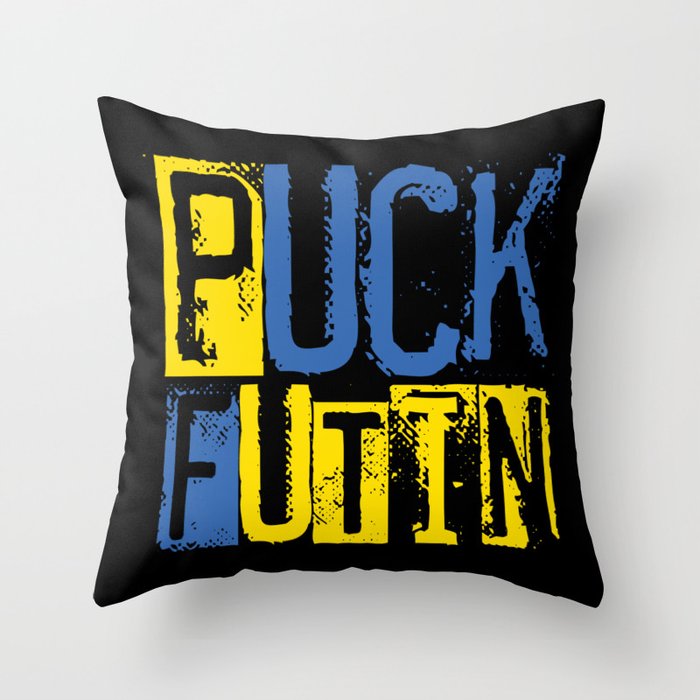 Puck Futin Fuck Putin Ukrainian War Throw Pillow