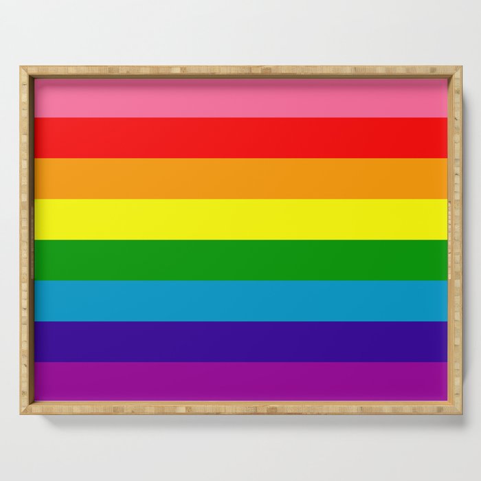 Rainbow Flag Original Gay Pride Flag Colors Serving Tray By Beckymccreary Society6