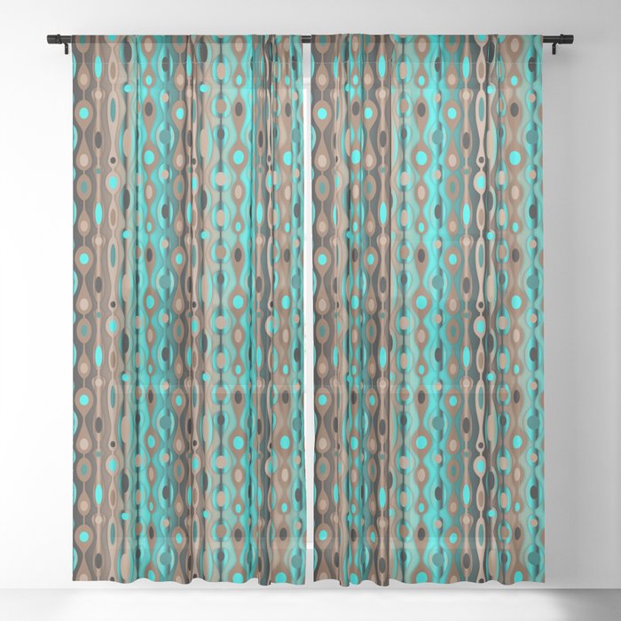 Retro Bohemian Gypsy Beaded Dangles, Chocolate Brown And Teal Shower Curtain