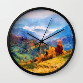 Autumn in the mountains Wall Clock