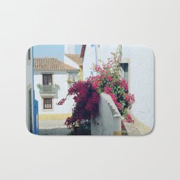 Portugal, Obidos (RR 185) Analog 6x6 odak Ektar 100 Bath Mat | Color, Obidos, Analog, Town, Flowers, Portugal, Film, Red, Photo, Blue 