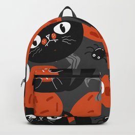 Halloween Seamless Pattern with Cute Pumpkins and Black Cats 02 Backpack