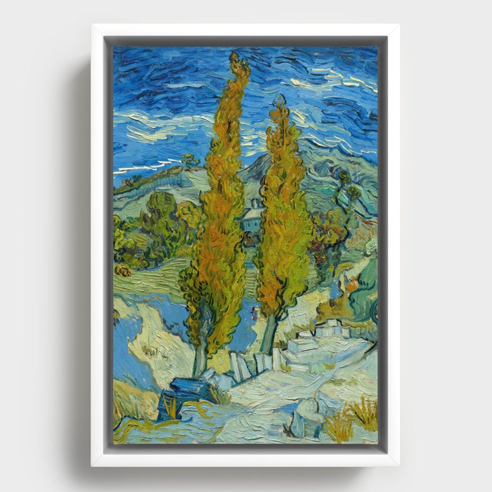 Vincent van Gogh "Two Poplars on a Road Through the Hills" Framed Canvas