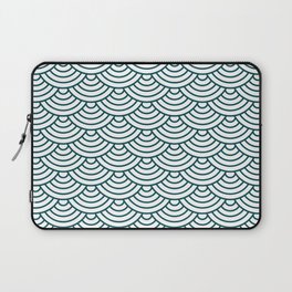 Teal Blue Japanese wave pattern Laptop Sleeve