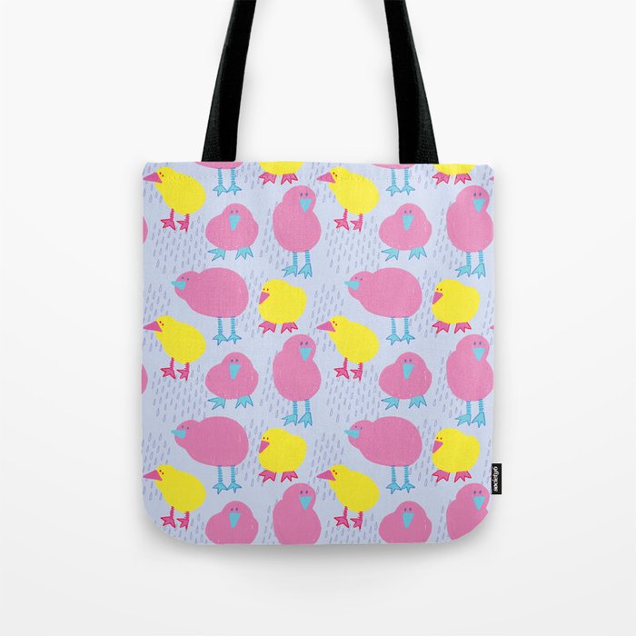 Baby Birds in Pink & Yellow Tote Bag