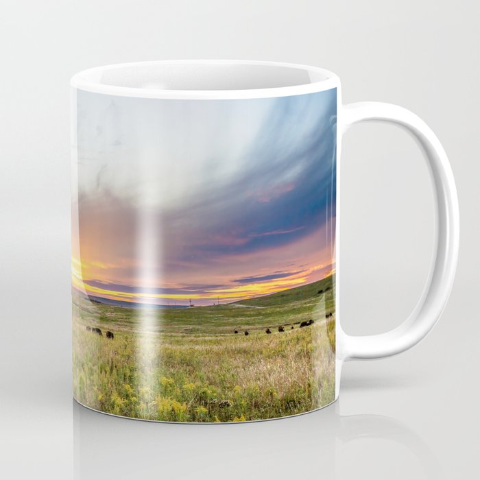 Tallgrass Prairie - Sunset and Bison on the Plains Coffee Mug