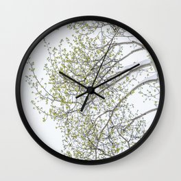 Snow on Green Leaves Wall Clock
