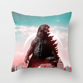 Godzilla City Fantasy Throw Pillow