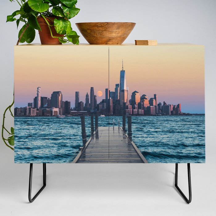 New York City Sunset and Moon Credenza