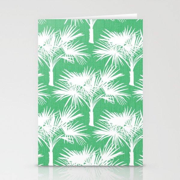 Retro 70’s Palm Trees White on Green Stationery Cards