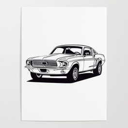 Classic american muscle car icon vector graphic dsign Poster