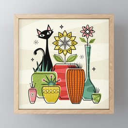 Plants, Pots, and a Pussycat ©studioxtine Framed Mini Art Print