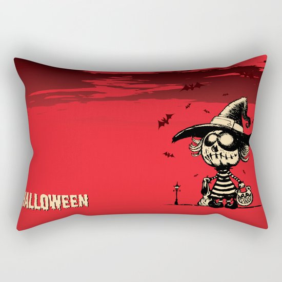 Halloween pumpkin girl Rectangular Pillow