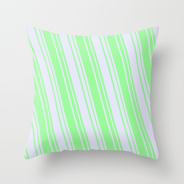 Green & Lavender Colored Striped/Lined Pattern Throw Pillow