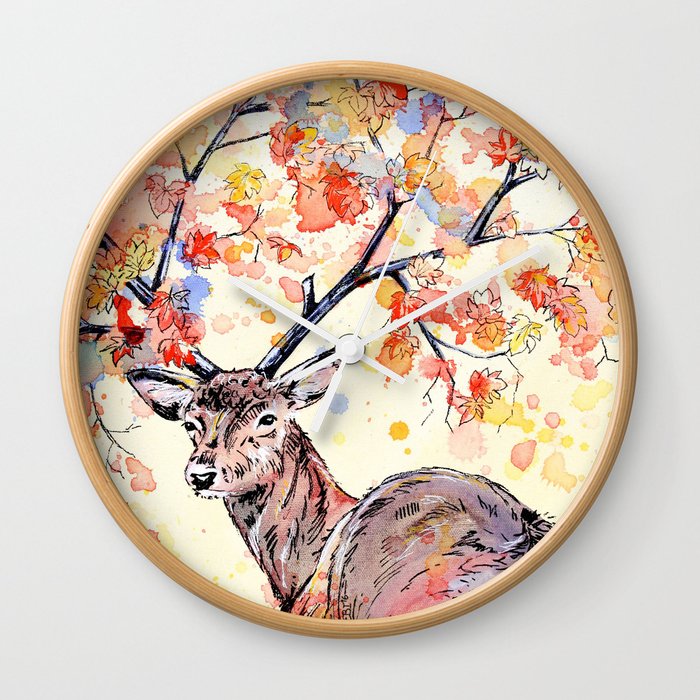 Amber - Stag Painting Wall Clock