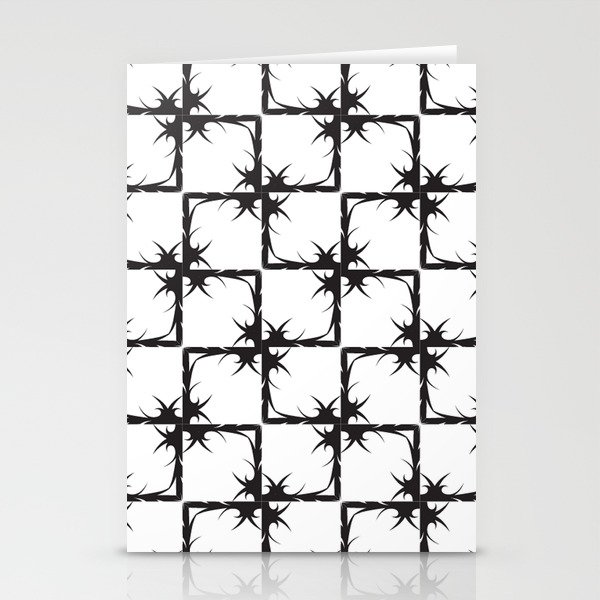 Black and white sharp spiky squares. Stationery Cards