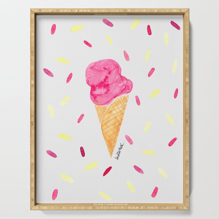 Ice Cream Cone and Sprinkles  Serving Tray