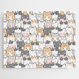 Kawaii Cute Cats Pattern Jigsaw Puzzle