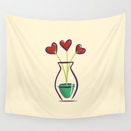 Vase of Hearts Wall Tapestry