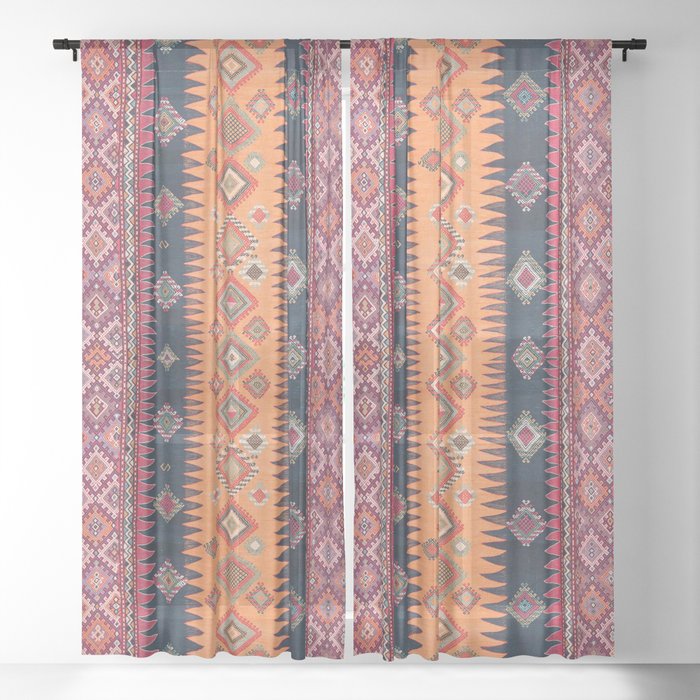 Heritage Oriental Moroccan Artwork Design Sheer Curtain