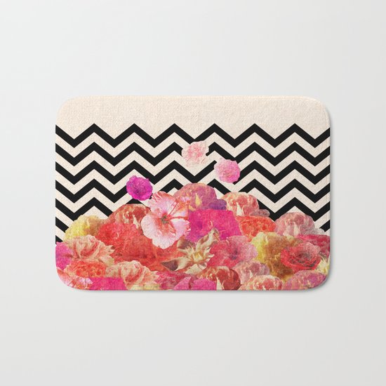 Chevron Flora II Bath Mat