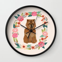 chowchow dog floral wreath dog gifts pet portraits Wall Clock