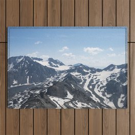 View from the top - 10482 ft - Cime de Caron, France - snow and blue sky - travel photography Outdoor Rug