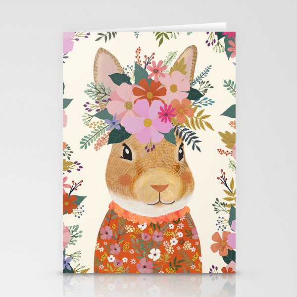 Floral Bunny Easter Stationery Cards