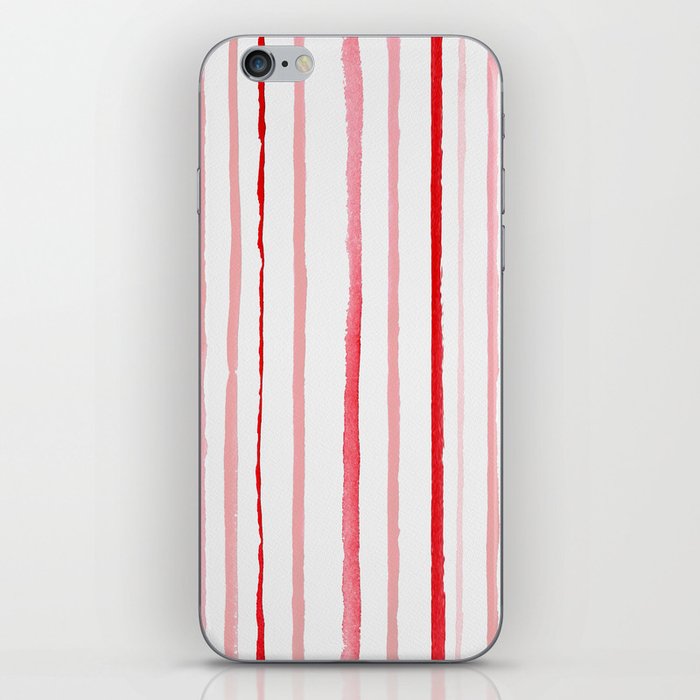 Red Watercolor Stripes and Lines iPhone Skin