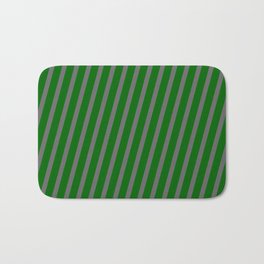 [ Thumbnail: Dim Gray & Dark Green Colored Pattern of Stripes Bath Mat ]