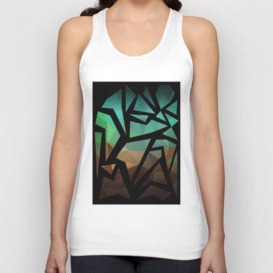 Abstract background of triangles polygon print. Bright dark design colors Unisex Tank Top