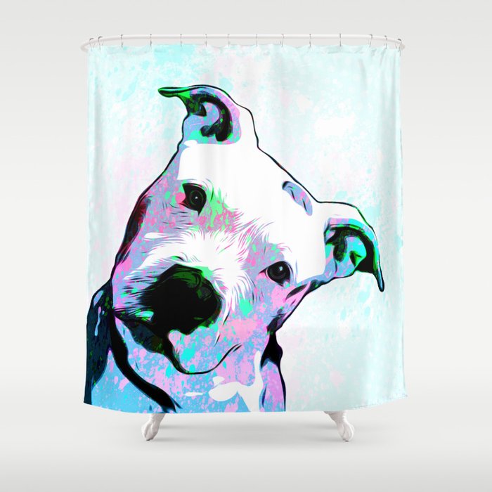 Pit Bull Puzzled Pop Art Shower Curtain By Wcsmack Society6 Pit Bull Puzzled Pop Art Shower Curtain
