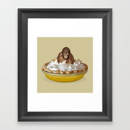 Lemon ‘Merangutan’ Pie - Orangutan Monkey in Lemon Meringue Pie Framed Art Print