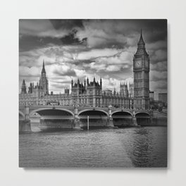 LONDON Westminster Bridge & Big Ben Metal Print | Cityscape, London, England, Elizabethtower, Westminster, Riverthames, Black And White, Europe, Landmark, Photo 