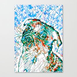 Cute stained glass mosaic painting with pug - By Brian Vegas Canvas Print