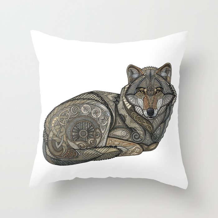Norse Wolf Throw Pillow