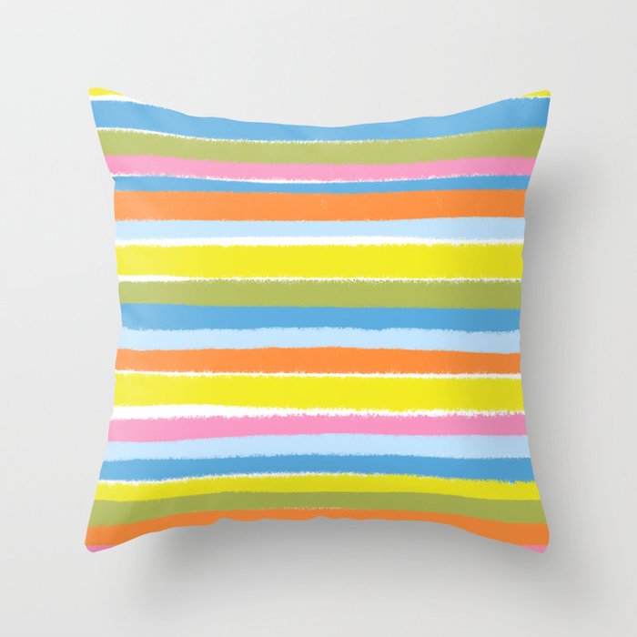 Mid-Century Spring Stripe Throw Pillow