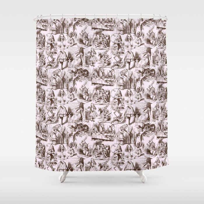Alice In Wonderland Toile De Jouy Pattern Brown Pink