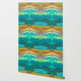 Heaven and Hell Teal Wallpaper