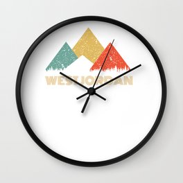 Retro City of West Jordan Mountain Shirt Wall Clock | Camping, Westjordan, Utah, Mountain, Graphicdesign, Retro 