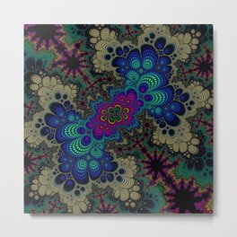 Peacock Fractal Metal Print