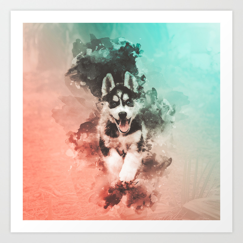 Husky Abstract Watercolor Painting Art Print By Rhnpredator Society6