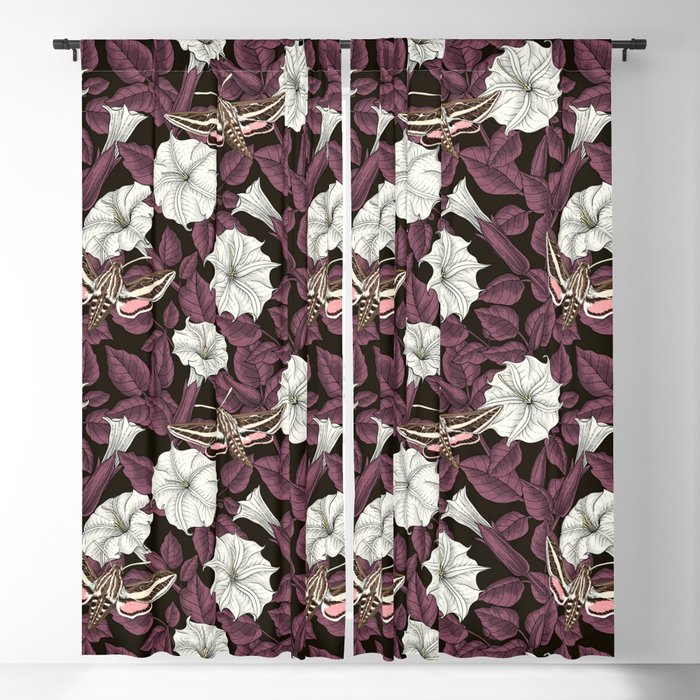 Moonflowers and sphinx moths Blackout Curtain