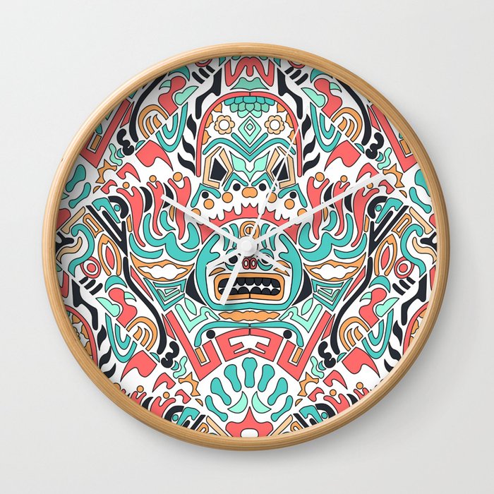 Aboriginal style illustration template Wall Clock