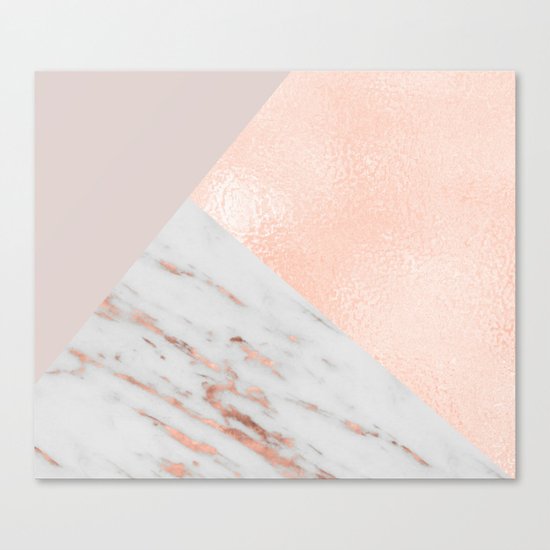 Blush pink layers of rose gold and marble Canvas Print
