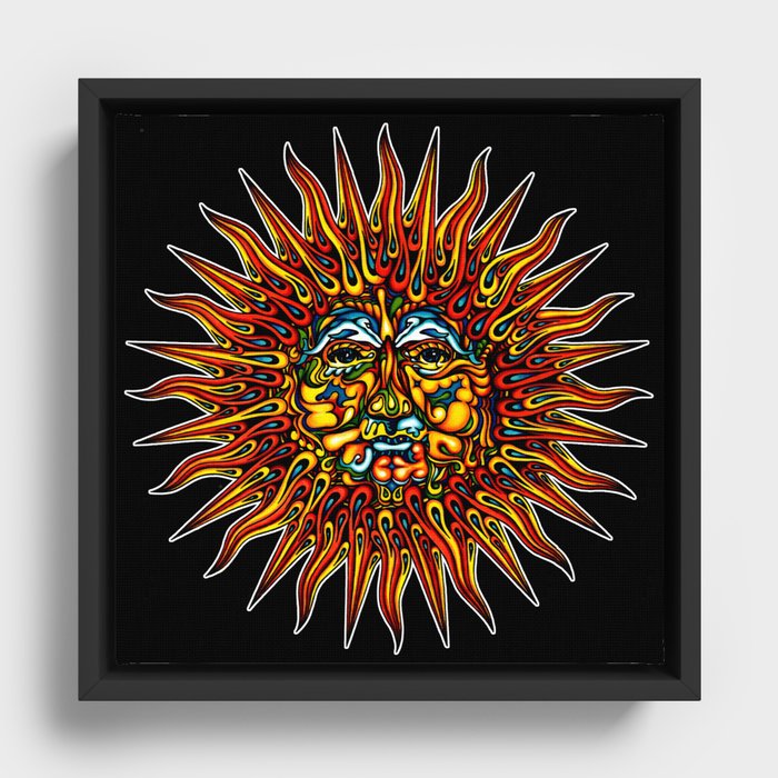 Psychedelic Sun Framed Canvas