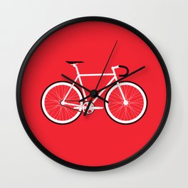 Red Fixed Gear Bike Wall Clock